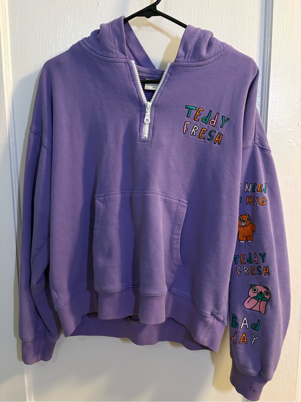 Teddy Fresh Women’s Purple Half-Zip Hoodie